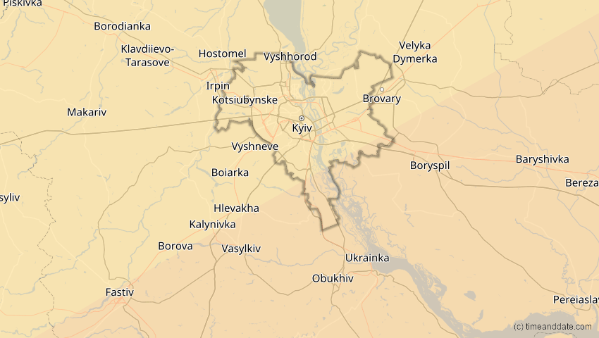 A map of Kiew, Ukraine, showing the path of the 30. Apr 2060 Totale Sonnenfinsternis