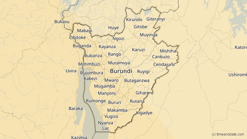 A map of Burundi, showing the path of the 24. Okt 2060 Ringförmige Sonnenfinsternis