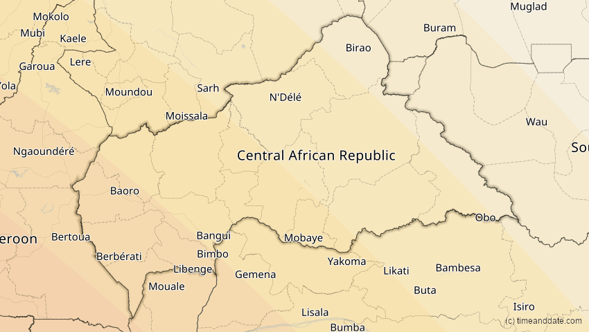 A map of Zentralafrikanische Republik, showing the path of the 24. Okt 2060 Ringförmige Sonnenfinsternis