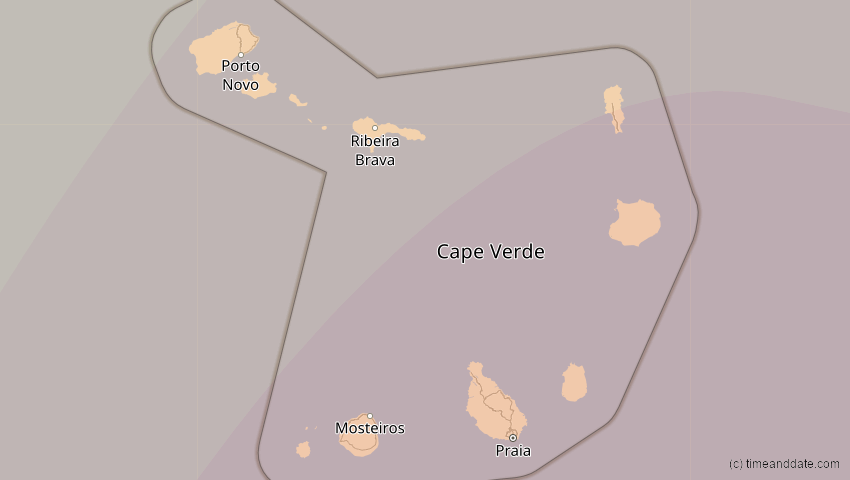A map of Cabo Verde, showing the path of the 24. Okt 2060 Ringförmige Sonnenfinsternis