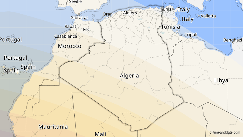 A map of Algerien, showing the path of the 24. Okt 2060 Ringförmige Sonnenfinsternis