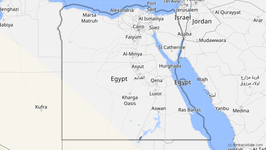 A map of Ägypten, showing the path of the 24. Okt 2060 Ringförmige Sonnenfinsternis