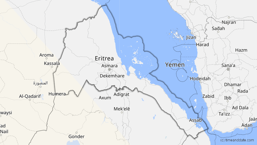 A map of Eritrea, showing the path of the 24. Okt 2060 Ringförmige Sonnenfinsternis