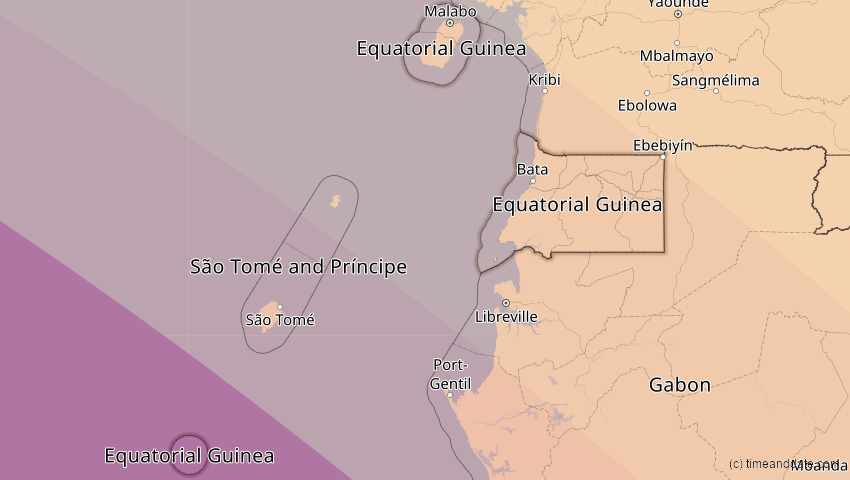 A map of Äquatorialguinea, showing the path of the 24. Okt 2060 Ringförmige Sonnenfinsternis