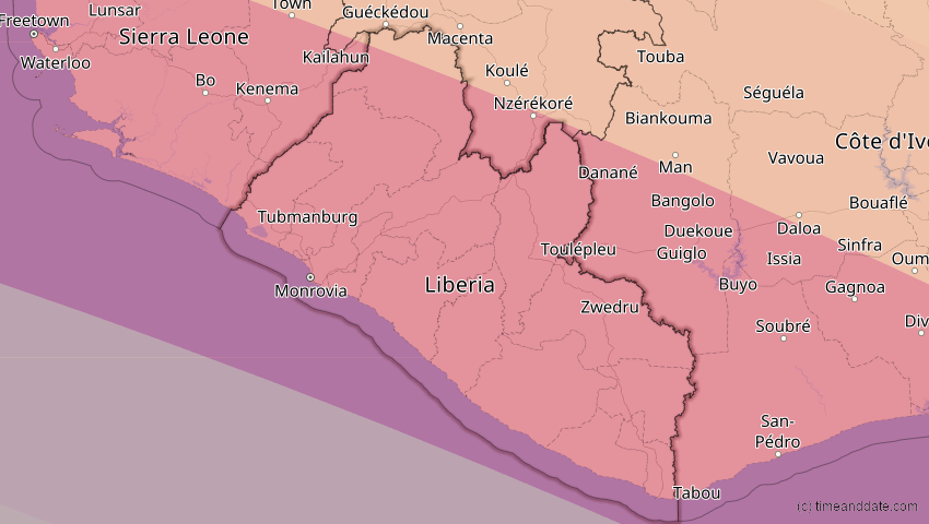 A map of Liberia, showing the path of the 24. Okt 2060 Ringförmige Sonnenfinsternis