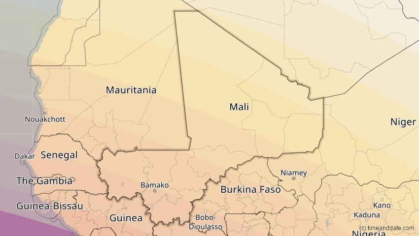 A map of Mali, showing the path of the 24. Okt 2060 Ringförmige Sonnenfinsternis