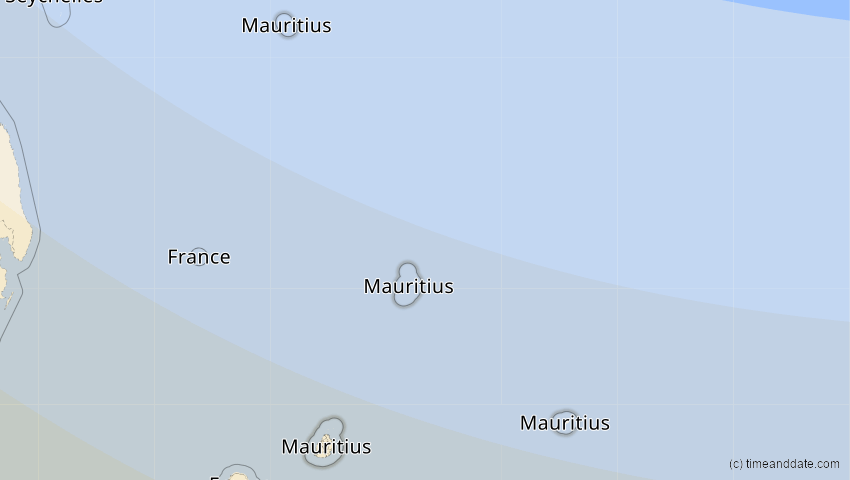 A map of Mauritius, showing the path of the 24. Okt 2060 Ringförmige Sonnenfinsternis