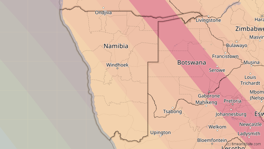 A map of Namibia, showing the path of the 24. Okt 2060 Ringförmige Sonnenfinsternis