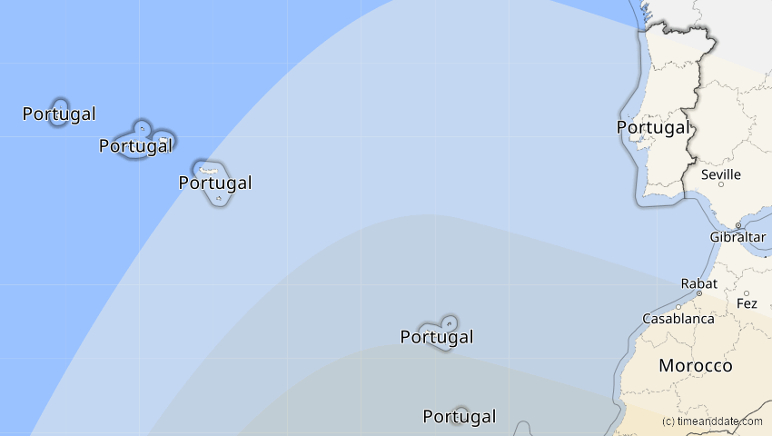 A map of Portugal, showing the path of the 24. Okt 2060 Ringförmige Sonnenfinsternis