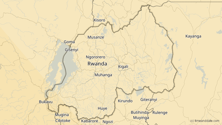 A map of Ruanda, showing the path of the 24. Okt 2060 Ringförmige Sonnenfinsternis