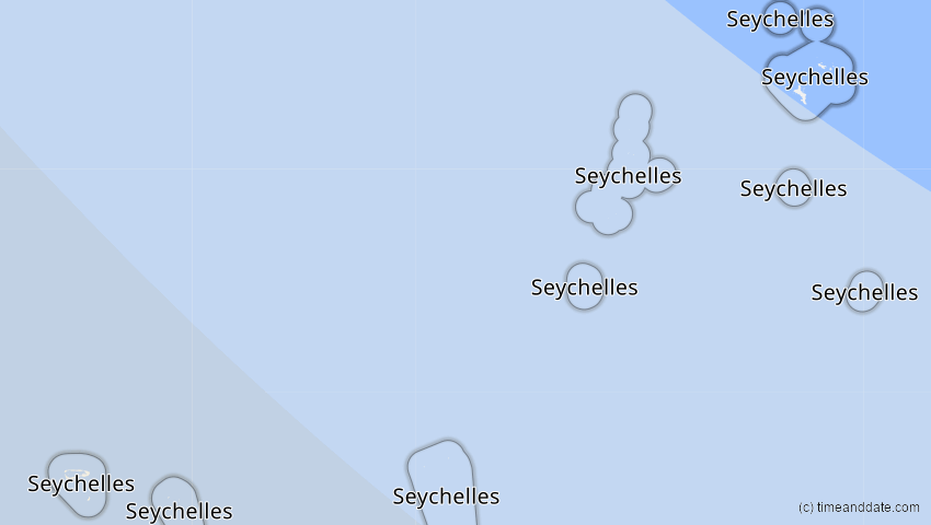 A map of Seychellen, showing the path of the 24. Okt 2060 Ringförmige Sonnenfinsternis