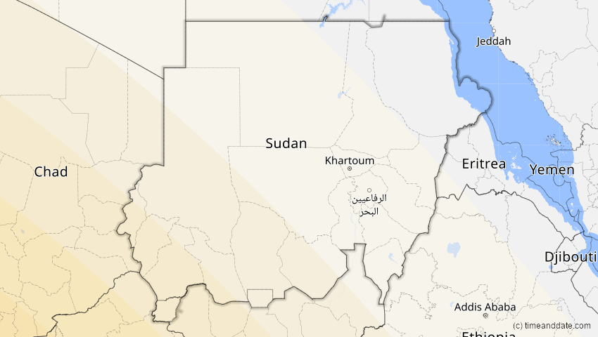 A map of Sudan, showing the path of the 24. Okt 2060 Ringförmige Sonnenfinsternis