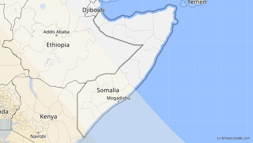 A map of Somalia, showing the path of the 24. Okt 2060 Ringförmige Sonnenfinsternis