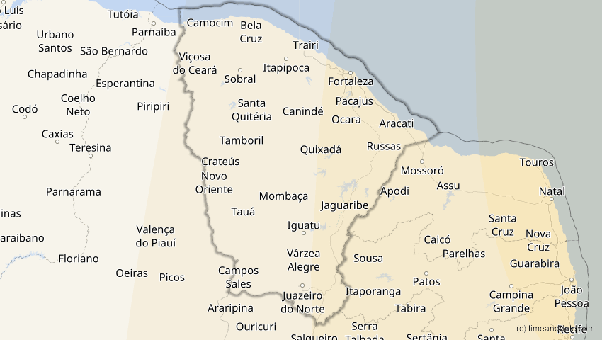 A map of Ceará, Brasilien, showing the path of the 24. Okt 2060 Ringförmige Sonnenfinsternis