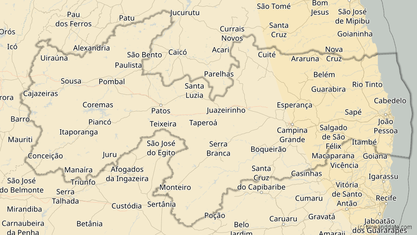 A map of Paraíba, Brasilien, showing the path of the 24. Okt 2060 Ringförmige Sonnenfinsternis