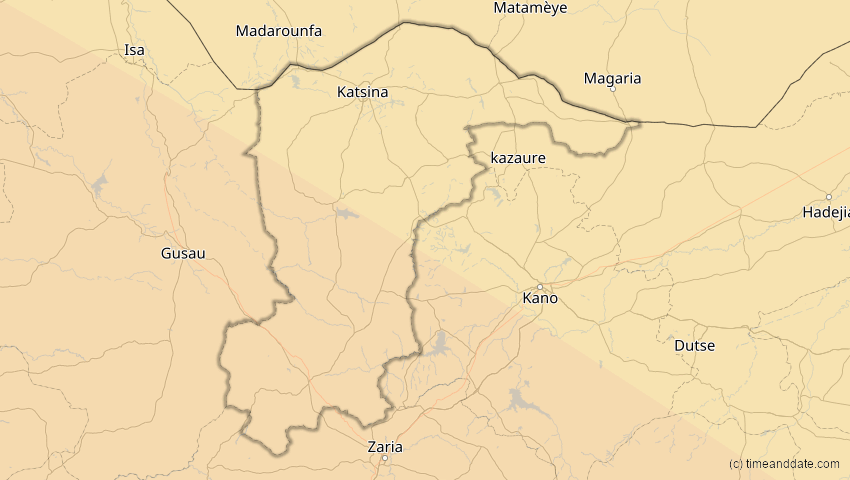 A map of Katsina , Nigeria, showing the path of the 24. Okt 2060 Ringförmige Sonnenfinsternis