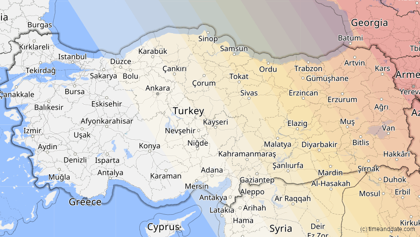 A map of Türkei, showing the path of the 20. Apr 2061 Totale Sonnenfinsternis