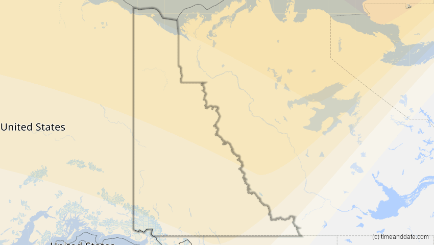 A map of Yukon, Kanada, showing the path of the 19. Apr 2061 Totale Sonnenfinsternis