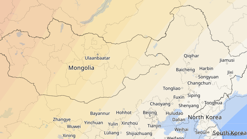A map of Innere Mongolei, China, showing the path of the 20. Apr 2061 Totale Sonnenfinsternis