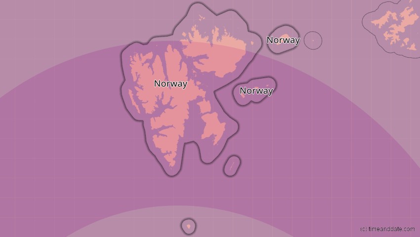 A map of Spitzbergen, Norwegen, showing the path of the 20. Apr 2061 Totale Sonnenfinsternis