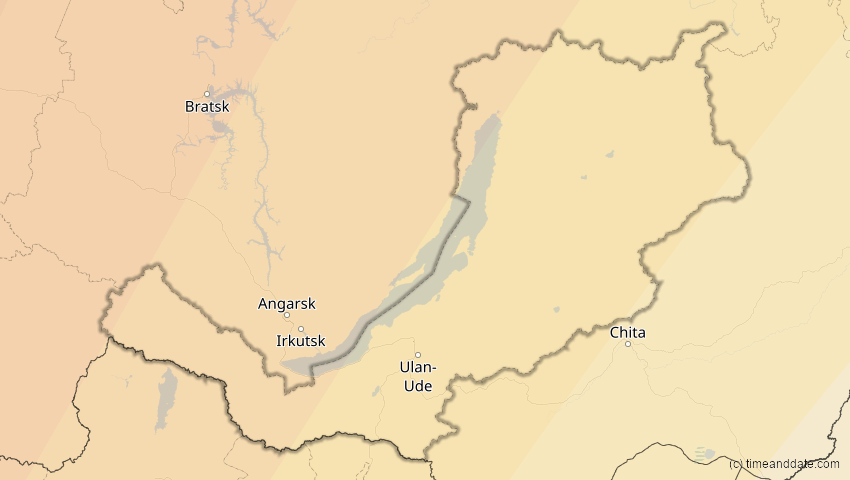 A map of Burjatien, Russland, showing the path of the 20. Apr 2061 Totale Sonnenfinsternis