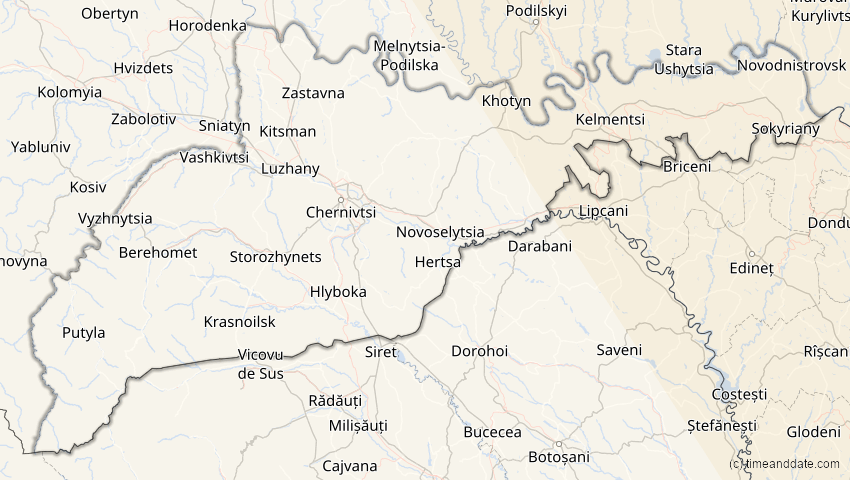 A map of Tscherniwzi, Ukraine, showing the path of the 20. Apr 2061 Totale Sonnenfinsternis