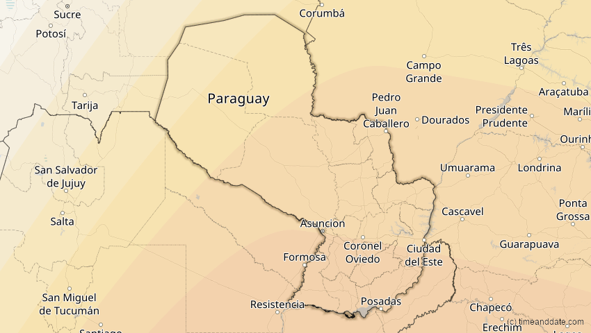 A map of Paraguay, showing the path of the 13. Okt 2061 Ringförmige Sonnenfinsternis