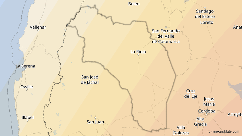A map of Rioja, Argentinien, showing the path of the 13. Okt 2061 Ringförmige Sonnenfinsternis