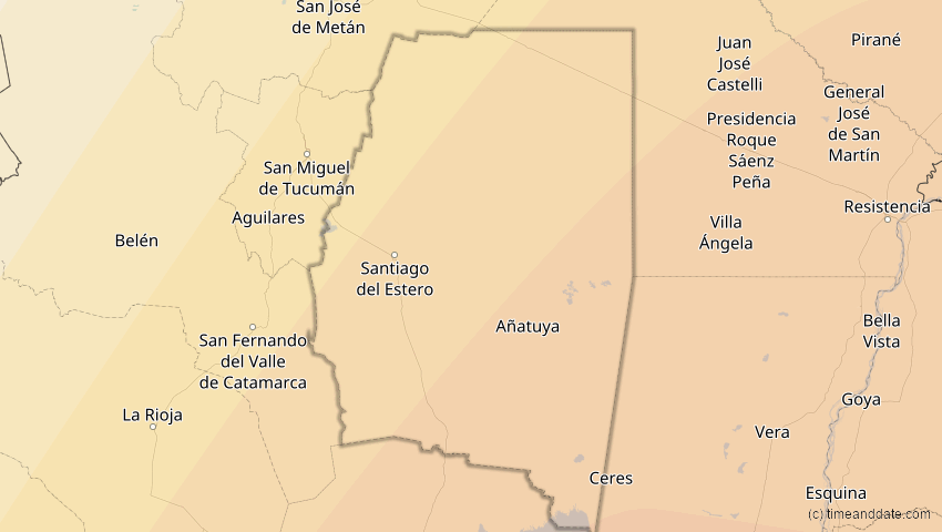 A map of Santiago del Estero, Argentinien, showing the path of the 13. Okt 2061 Ringförmige Sonnenfinsternis