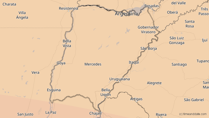 A map of Corrientes, Argentinien, showing the path of the 13. Okt 2061 Ringförmige Sonnenfinsternis