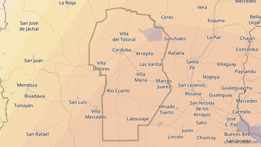 A map of Córdoba, Argentinien, showing the path of the 13. Okt 2061 Ringförmige Sonnenfinsternis