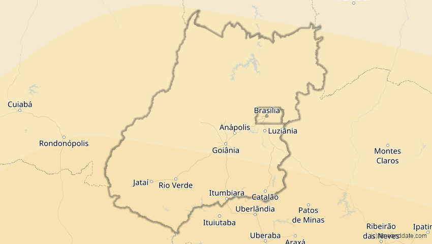 A map of Goiás, Brasilien, showing the path of the 13. Okt 2061 Ringförmige Sonnenfinsternis