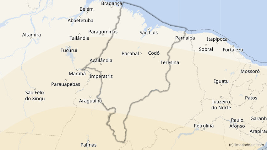 A map of Maranhão, Brasilien, showing the path of the 13. Okt 2061 Ringförmige Sonnenfinsternis