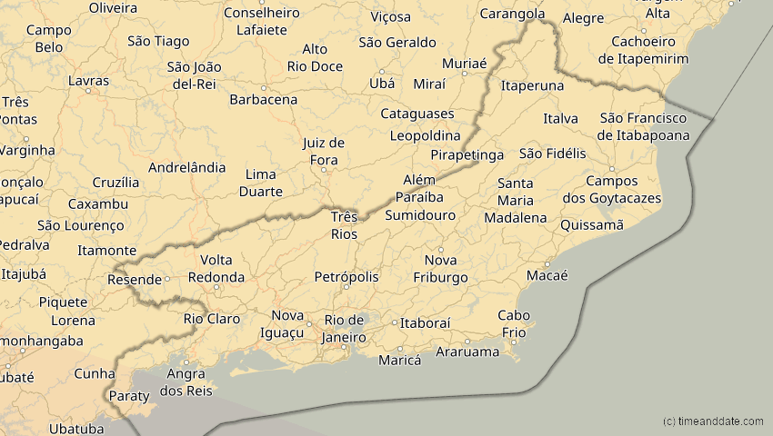 A map of Rio de Janeiro, Brasilien, showing the path of the 13. Okt 2061 Ringförmige Sonnenfinsternis