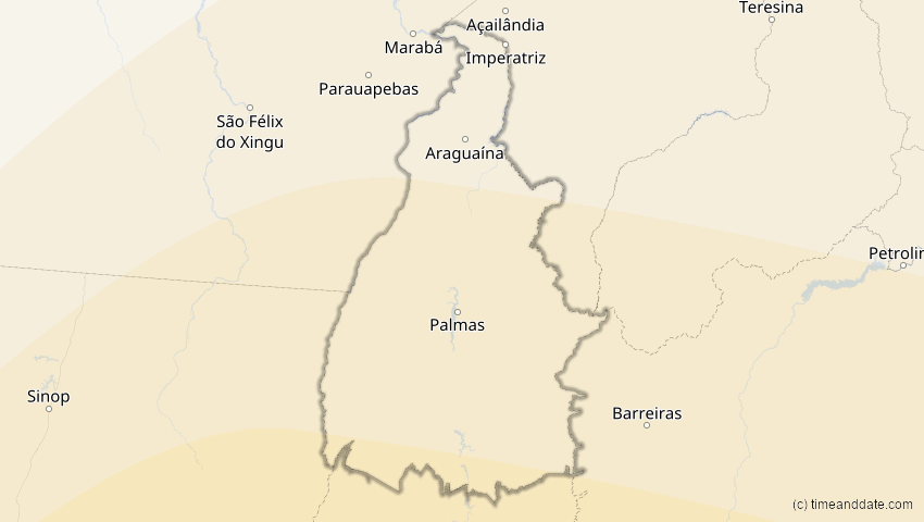 A map of Tocantins, Brasilien, showing the path of the 13. Okt 2061 Ringförmige Sonnenfinsternis