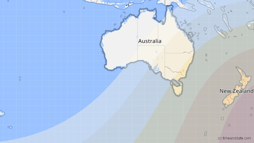 A map of Australien, showing the path of the 11. Mär 2062 Partielle Sonnenfinsternis