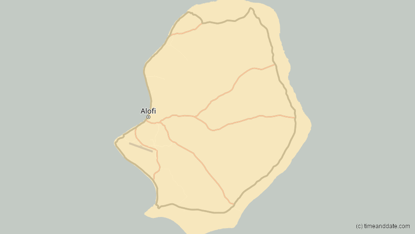 A map of Niue, showing the path of the 10. Mär 2062 Partielle Sonnenfinsternis