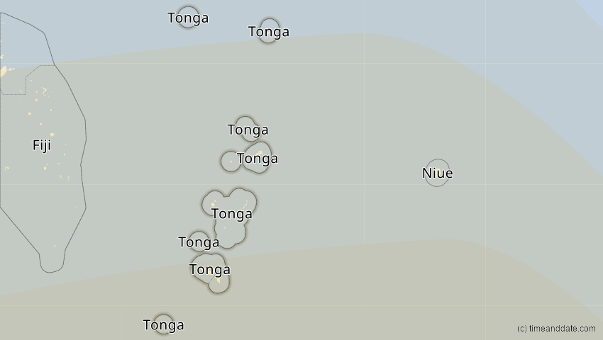A map of Tonga, showing the path of the 11. Mär 2062 Partielle Sonnenfinsternis