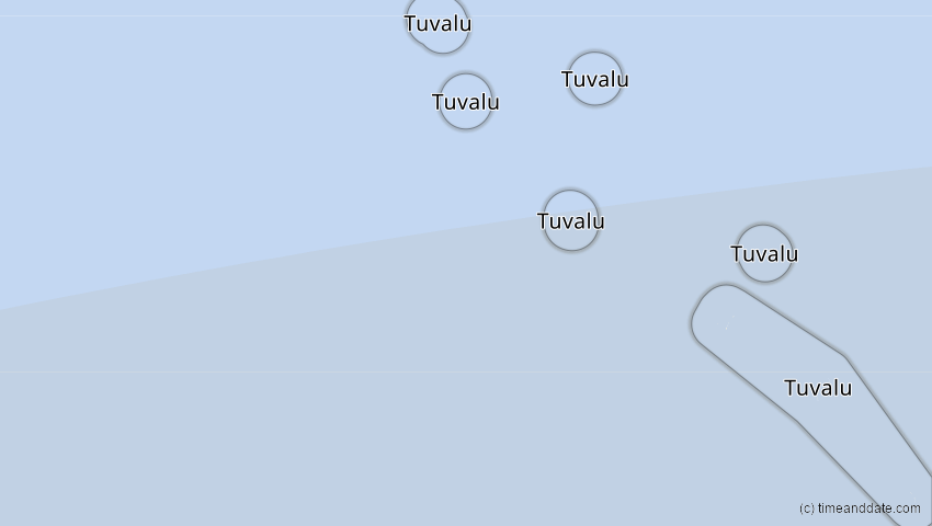 A map of Tuvalu, showing the path of the 11. Mär 2062 Partielle Sonnenfinsternis