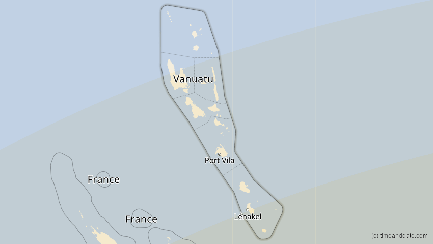 A map of Vanuatu, showing the path of the 11. Mär 2062 Partielle Sonnenfinsternis