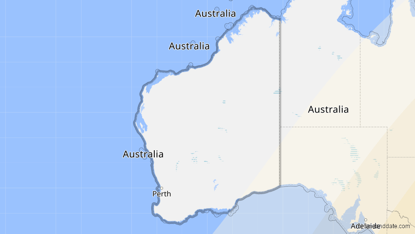 A map of Western Australia, Australien, showing the path of the 11. Mär 2062 Partielle Sonnenfinsternis
