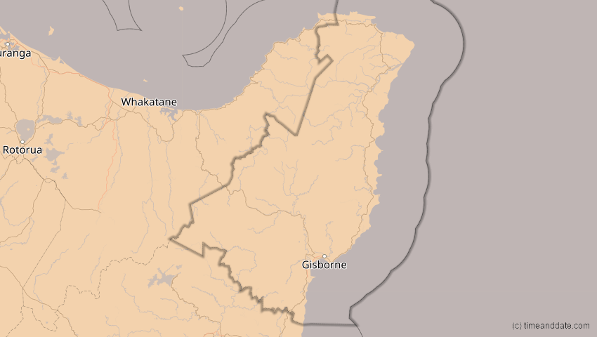 A map of Gisborne, Neuseeland, showing the path of the 11. Mär 2062 Partielle Sonnenfinsternis
