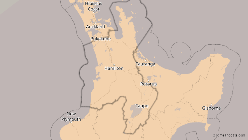 A map of Waikato, Neuseeland, showing the path of the 11. Mär 2062 Partielle Sonnenfinsternis