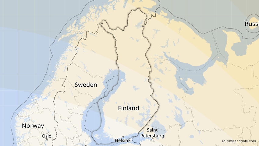 A map of Finnland, showing the path of the 3. Sep 2062 Partielle Sonnenfinsternis