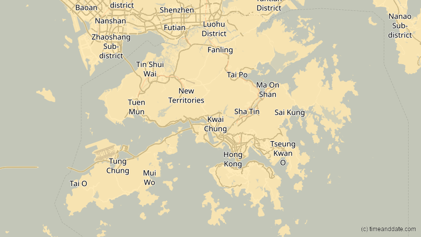 A map of Hongkong, showing the path of the 3. Sep 2062 Partielle Sonnenfinsternis