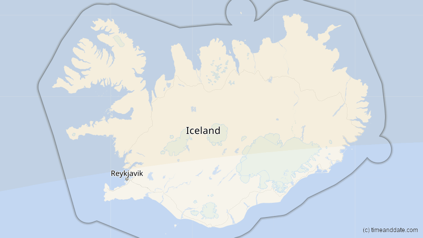 A map of Island, showing the path of the 3. Sep 2062 Partielle Sonnenfinsternis