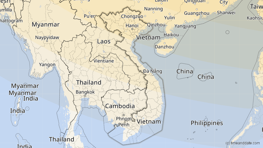A map of Vietnam, showing the path of the 3. Sep 2062 Partielle Sonnenfinsternis