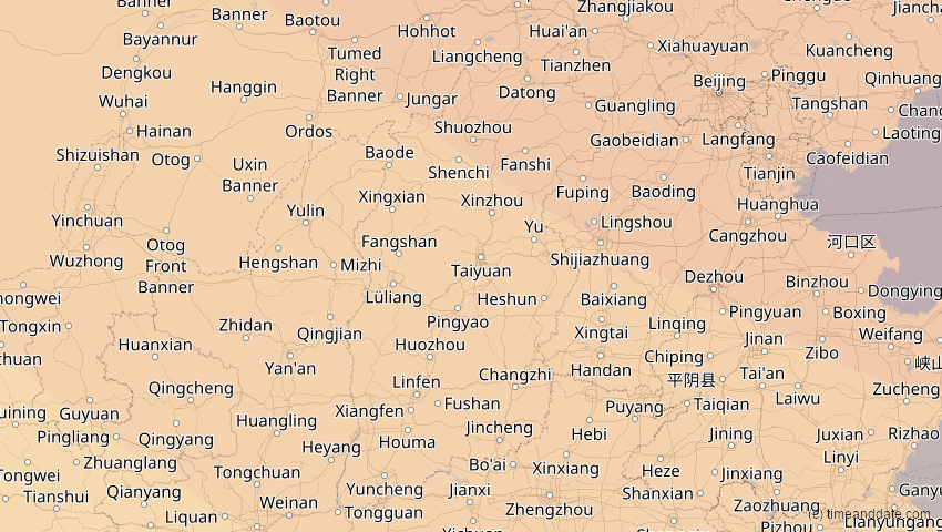 A map of Shanxi, China, showing the path of the 3. Sep 2062 Partielle Sonnenfinsternis