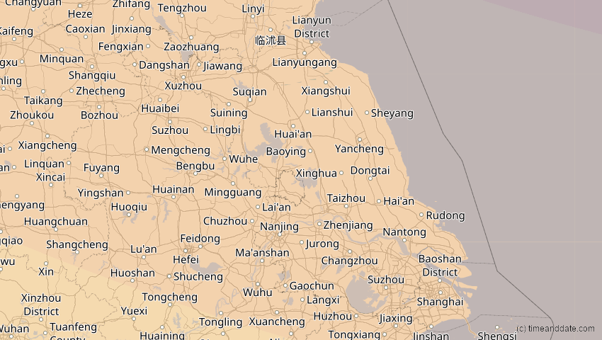 A map of Jiangsu, China, showing the path of the 3. Sep 2062 Partielle Sonnenfinsternis