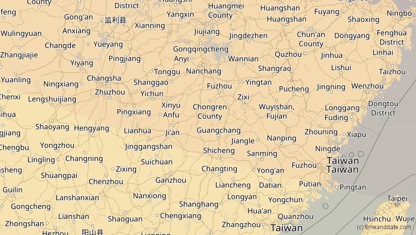 A map of Jiangxi, China, showing the path of the 3. Sep 2062 Partielle Sonnenfinsternis